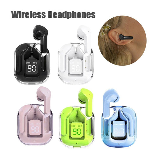 New Mini Transparent Wireless Bluetooth Headset Digital Display ENC Noise Reduction True Wireless Sports Music - TrendLifted