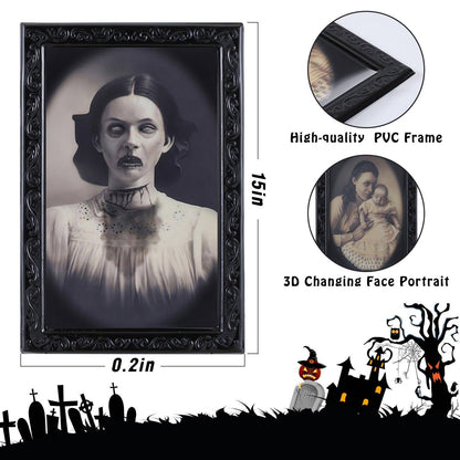 Halloween Decoration 3D Changing Face Moving Picture Frame Portrait Horror For Horror Party Decors Home Decorations - TrendLifted