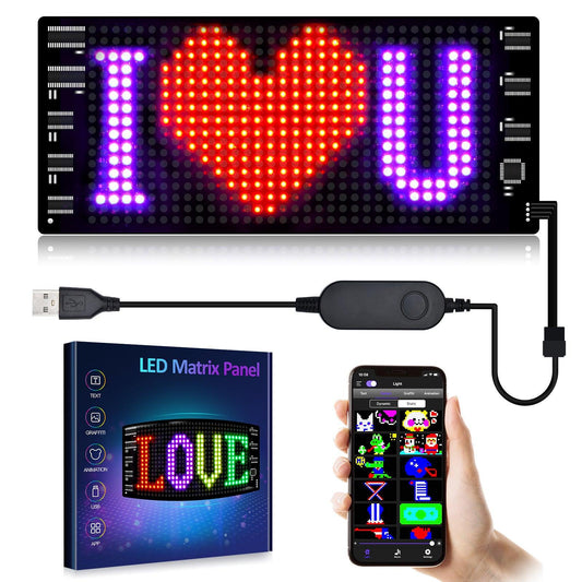 Programmable Car LED Sign - Customizable Full-Color Ultra-Thin LED Display for Text, Patterns, and Animations | Smart APP Control