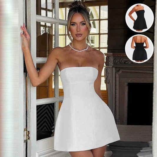 Fashion Tube Dress Summer Solid Color Sasual Backless Slim Short Dresses Party Womens Clothing - TrendLifted