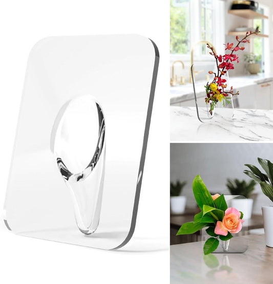 Photo Frame Shaped Clear Acrylic Flower Vase – 8 x 6 Inch Rectangular Flower Frame Vase for Centerpieces & Room Decor | Unique Bud Vase Holder