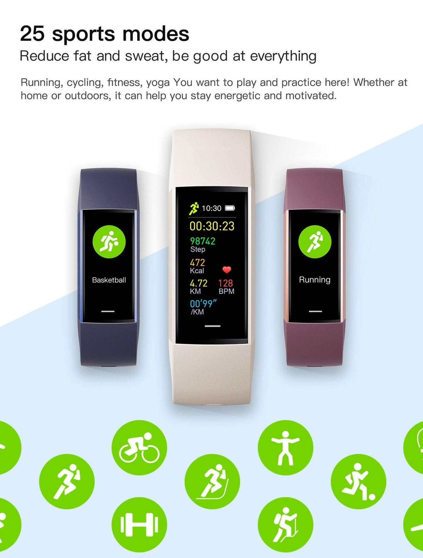 C80 Smart AMOLED Screen Power Heart Rate Blood Oxygen Monitoring Bracelet - TrendLifted