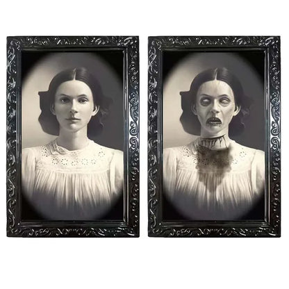 Halloween Decoration 3D Changing Face Moving Picture Frame Portrait Horror For Horror Party Decors Home Decorations