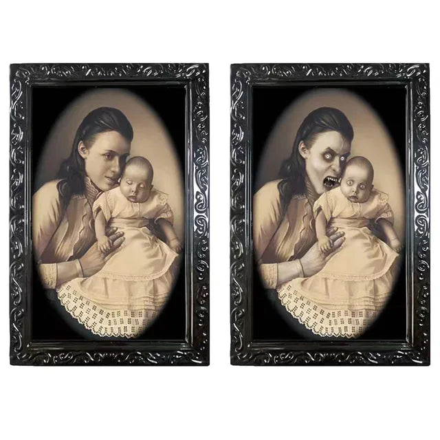 Halloween Decoration 3D Changing Face Moving Picture Frame Portrait Horror For Horror Party Decors Home Decorations