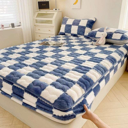 Arctic Velvet Bedsheet Set - Checkerboard Pattern Soy Antibacterial Sliding Bedsheet, Premium Soft Cotton Blend, Multiple Colors & Sizes Available