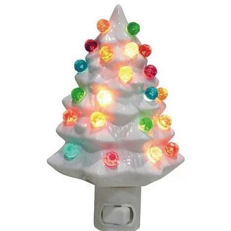 American Standard Plug Ceramic Christmas Tree Night Lamp – Festive Wall Plug Light for Holiday Décor