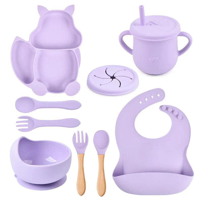 Baby Silicone Feeding Set – 5-Piece Spill-Proof Set with Suction Bowl, Bib, Spoons, Fork & More for Easy Mealtime