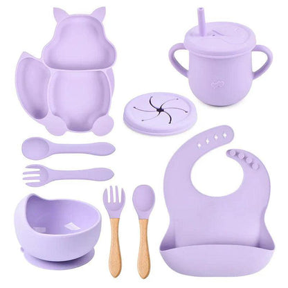 Baby Silicone Feeding Set – 5-Piece Spill-Proof Set with Suction Bowl, Bib, Spoons, Fork & More for Easy Mealtime